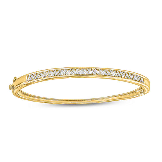 1/2 CT. T.w. Baguette and Round Diamond Bangle in 10K Gold