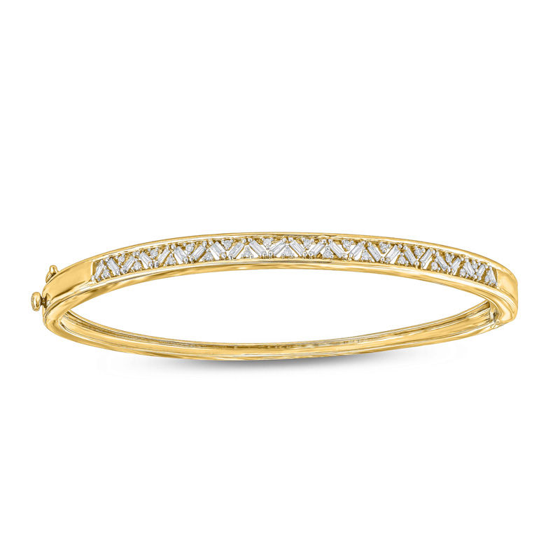 1/2 CT. T.W. Baguette and Round Diamond Bangle in 10K Gold