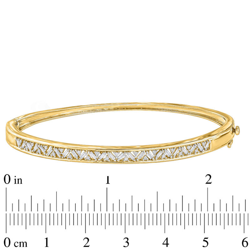 Main Image 2 of 1/2 CT. T.W. Baguette and Round Diamond Bangle in 10K Gold