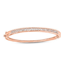 1/2 CT. T.W. Baguette and Round Diamond Bangle in 10K Rose Gold