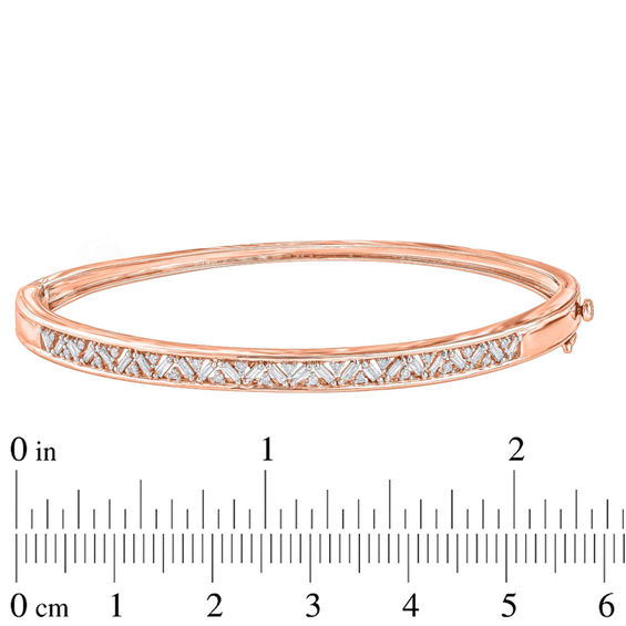 1/2 CT. T.w. Baguette and Round Diamond Bangle in 10K Rose Gold