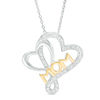 Thumbnail Image 0 of Diamond Accent Double Heart "MOM" Pendant in Sterling Silver with 18K Gold Plate