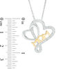 Thumbnail Image 1 of Diamond Accent Double Heart "MOM" Pendant in Sterling Silver with 18K Gold Plate