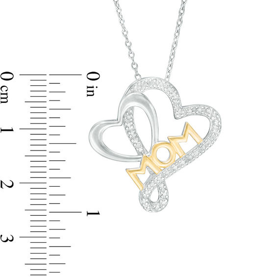 Diamond Accent Double Heart Mom Pendant in Sterling Silver with 18K Gold Plate
