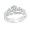 Thumbnail Image 1 of 1/8 CT. T.W. Composite Diamond Frame Vintage-Style Interlocking Bridal Set in 10K White Gold