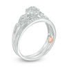Thumbnail Image 2 of 1/8 CT. T.W. Composite Diamond Frame Vintage-Style Interlocking Bridal Set in 10K White Gold