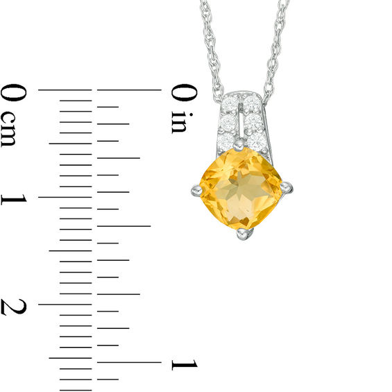 7.0mm Cushion-Cut Citrine and Lab-Created White Sapphire Pendant in Sterling Silver