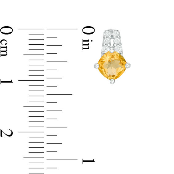 5.0mm Cushion-Cut Citrine and Lab-Created White Sapphire Drop Earrings in Sterling Silver