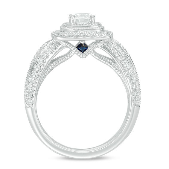 Vera Wang Love Collection 1-1/5 CT. T.w. Diamond Double Cushion Frame Engagement Ring 14K White Gold