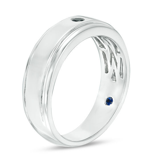 Vera Wang Men's 1/20 CT. Black Diamond Solitaire Wedding Band in 14K White Gold