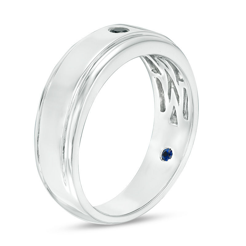 Main Image 2 of Vera Wang Men's 1/20 CT. Black Diamond Solitaire Wedding Band in 14K White Gold