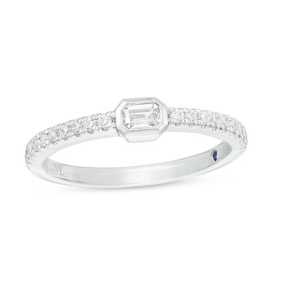Vera Wang Love Collection 1/3 CT. T.w. Emerald-Cut Diamond Sideways Stackable Band 14K White Gold
