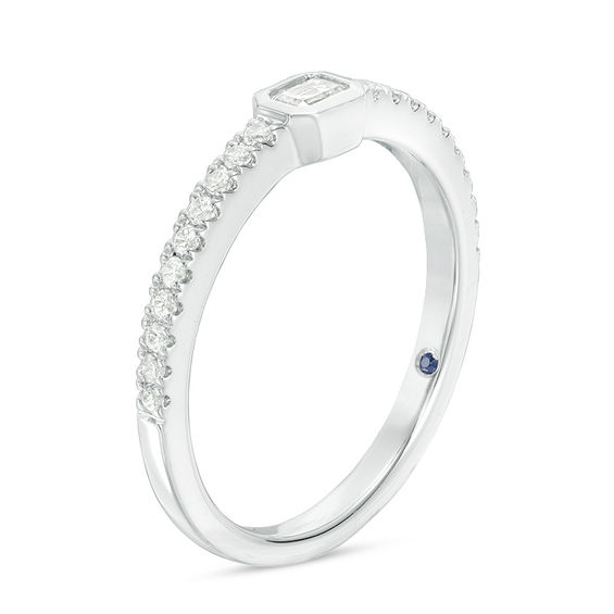 Vera Wang Love Collection 1/3 CT. T.w. Emerald-Cut Diamond Sideways Stackable Band in 14K White Gold