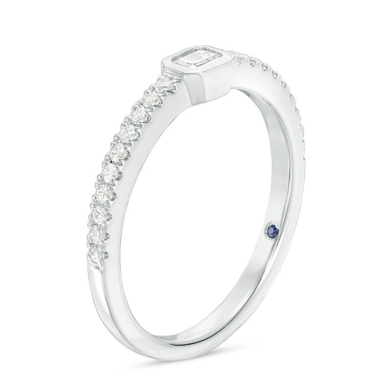 Main Image 2 of Vera Wang Love Collection 1/3 CT. T.W. Emerald-Cut Diamond Sideways Stackable Band in 14K White Gold