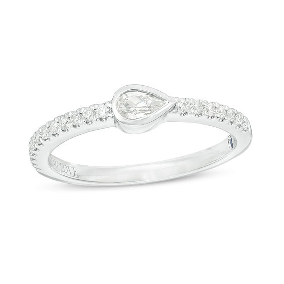 Vera Wang Love Collection 1/3 CT. T.w. Pear-Shaped Diamond Sideways Stackable Band 14K White Gold