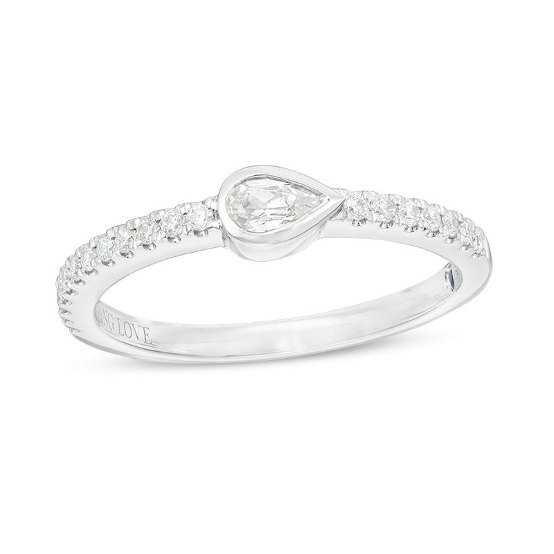 Vera Wang Love Collection 1/3 CT. T.W. Pear-Shaped Diamond Sideways Stackable Band in 14K White Gold