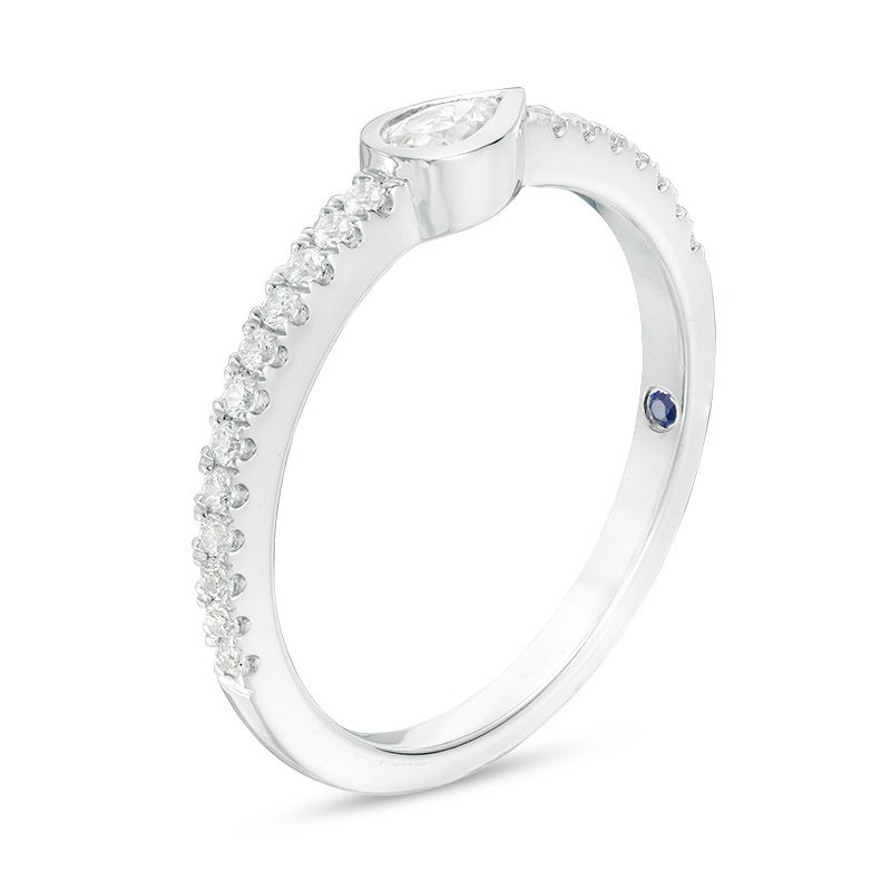 Vera Wang Love Collection 1/3 CT. T.W. Pear-Shaped Diamond Sideways Stackable Band in 14K White Gold