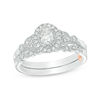 Thumbnail Image 1 of 1/2 CT. T.W. Oval Diamond Frame Vintage-Style Interlocking Bridal Set in 10K White Gold