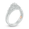 Thumbnail Image 1 of 1/2 CT. T.W. Oval Diamond Frame Vintage-Style Interlocking Bridal Set in 10K White Gold