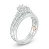 Thumbnail Image 2 of 1/2 CT. T.W. Emerald-Cut Diamond Frame Vintage-Style Interlocking Bridal Set in 10K White Gold