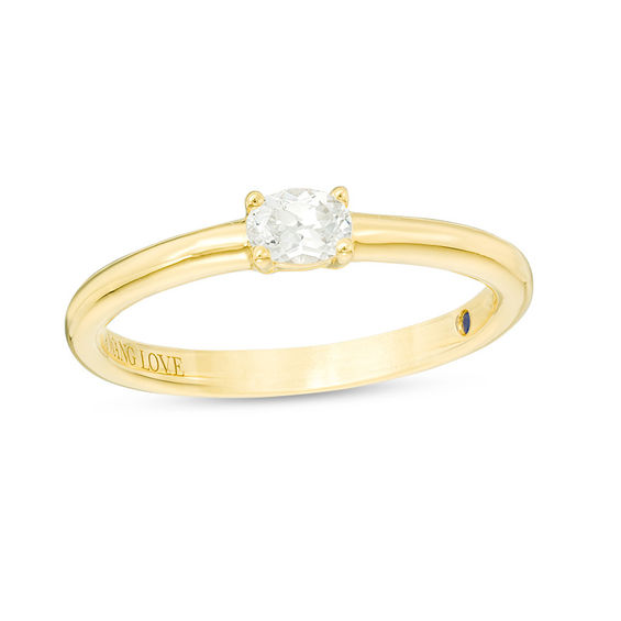 Vera Wang Love Collection 1/6 CT. Oval Diamond Solitaire Sideways Stackable Band 14K Gold
