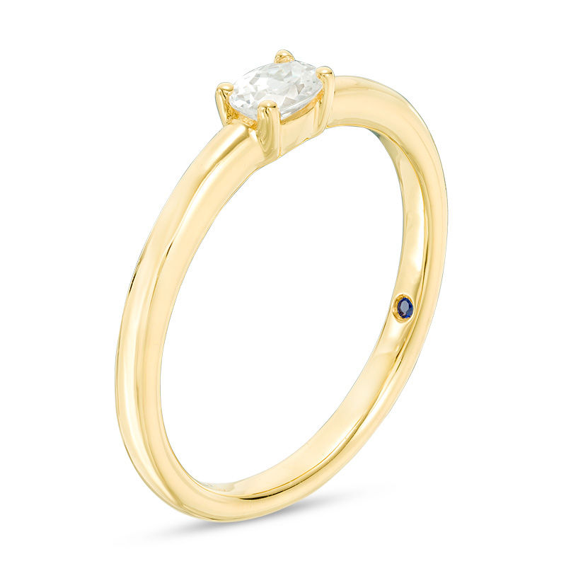 Main Image 2 of Vera Wang Love Collection 1/6 CT. Oval Diamond Solitaire Sideways Stackable Band in 14K Gold