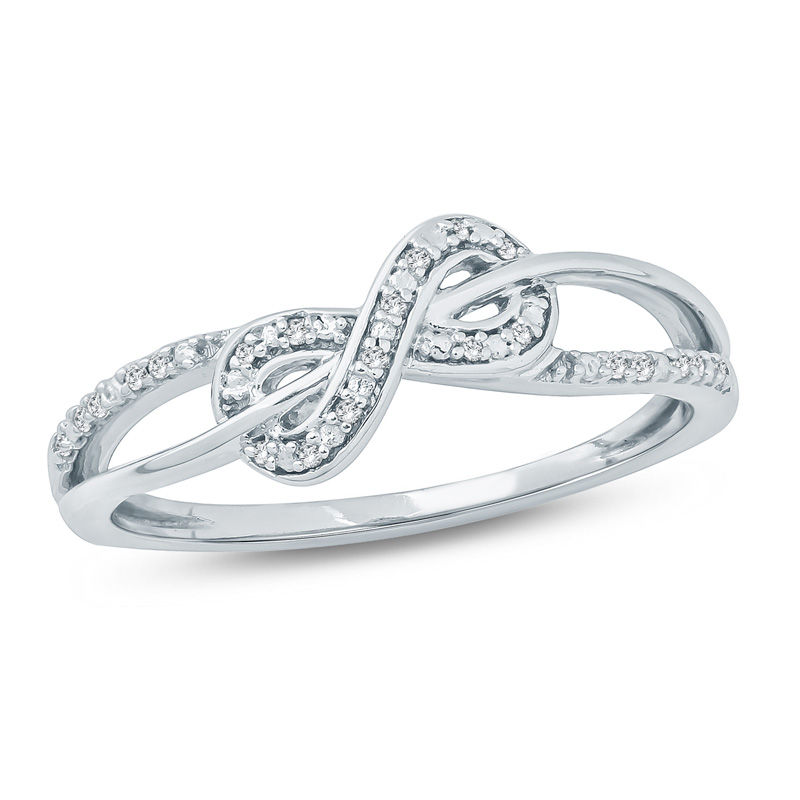 Main Image 1 of 1/20 CT. T.W. Diamond Infinity Ring in Sterling Silver