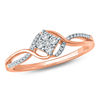Thumbnail Image 1 of 1/5 CT. T.W. Composite Diamond Tilted Square Bypass Promise Ring in 10K Rose Gold