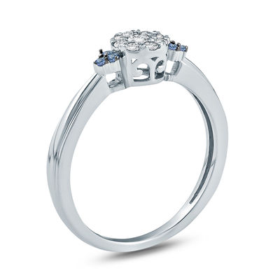 White Gold Princess Cut Promise Engagement Wedding Sea Blue Sapphire CZ Ring 
