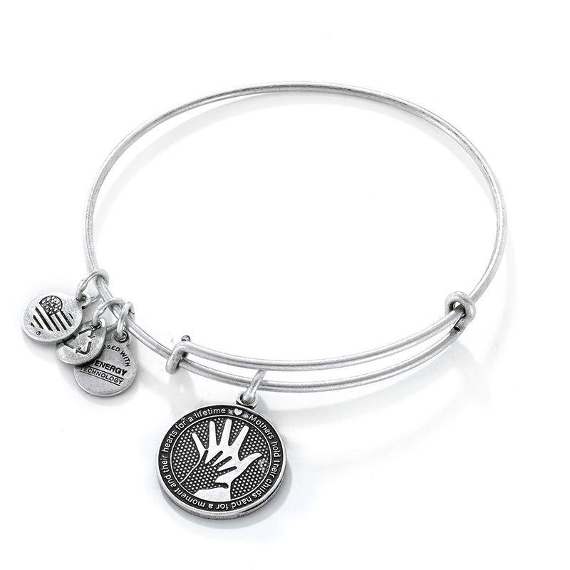 Alex and Ani Hand in Hand Charm Bangle in Silver-Tone Brass