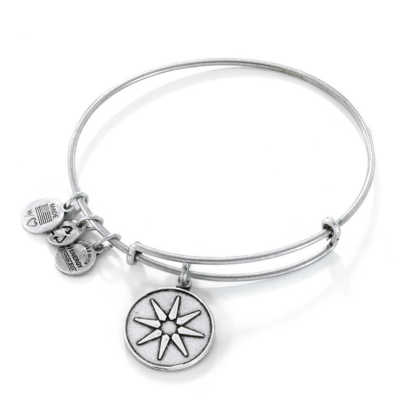 Alex and Ani Star of Venus Charm Bangle in Silver-Tone Brass | Zales