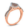 Thumbnail Image 1 of 1/3 CT. T.W. Champagne and White Diamond Pear-Shaped Frame Twist Ring in 10K Rose Gold