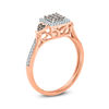 Thumbnail Image 2 of 1/4 CT. T.W. Composite Champagne and White Diamond Cushion Frame Heart Sides Promise Ring in 10K Rose Gold