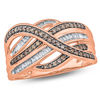Thumbnail Image 0 of 1/2 CT. T.W. Champagne and White Diamond Crossover Ring in 10K Rose Gold