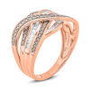 Thumbnail Image 1 of 1/2 CT. T.W. Champagne and White Diamond Crossover Ring in 10K Rose Gold