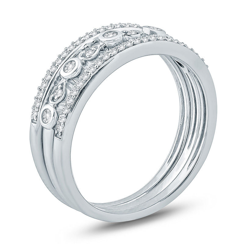 Main Image 2 of 1/4 CT. T.W. Diamond Three Piece Stackable Band Set in 10K White Gold