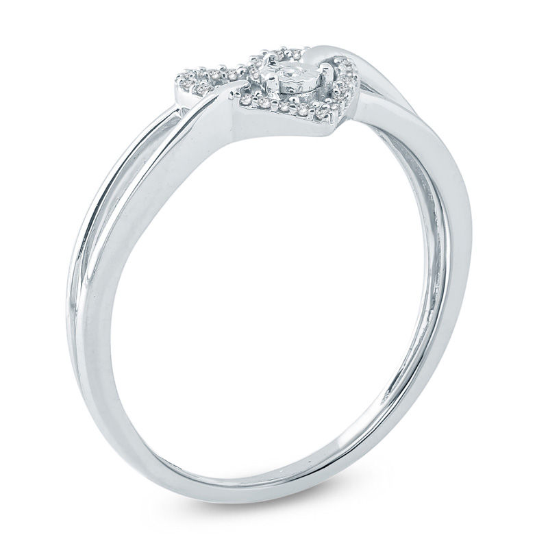 Main Image 2 of 1/20 CT. T.W. Diamond Heart Promise Ring in Sterling Silver