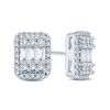 Thumbnail Image 1 of 1/2 CT. T.W. Baguette and Round Multi-Diamond Cushion Frame Stud Earrings in 10K White Gold