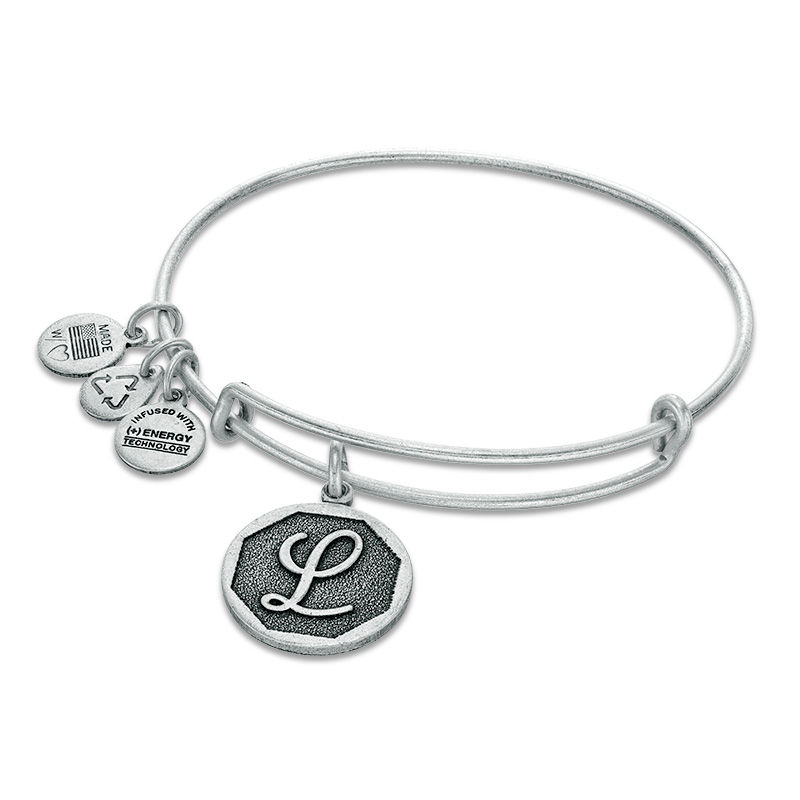 Main Image 1 of Alex and Ani Initial "L" Charm Bangle in Silver-Tone Brass