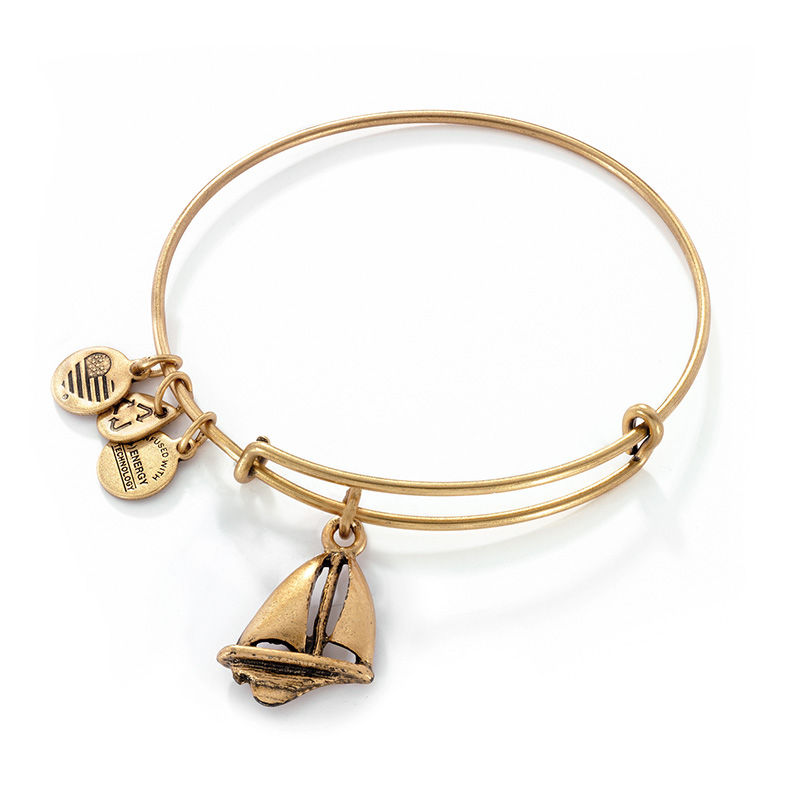 Main Image 1 of Alex and Ani Sailboat Charm Bangle in Gold-Tone Brass
