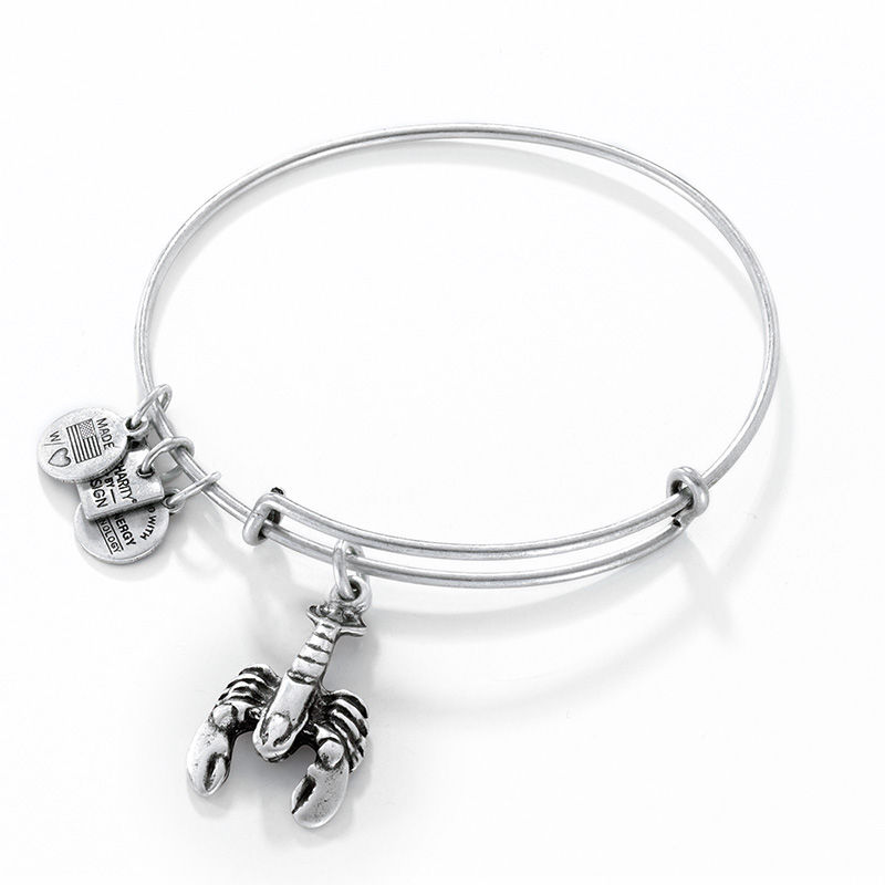 Alex and Ani Lobster Charm Bangle in Silver-Tone Brass