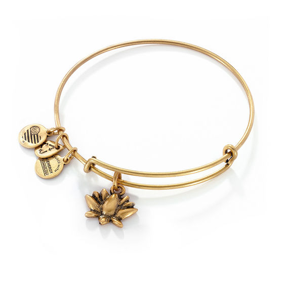 Alex and Ani Lotus Blossom Charm Bangle in Gold-Tone Brass