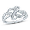 Thumbnail Image 1 of 1/5 CT. T.W. Baguette and Round Diamond Crossover Ring in Sterling Silver