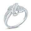 Thumbnail Image 1 of 1/5 CT. T.W. Baguette and Round Diamond Crossover Ring in Sterling Silver