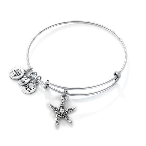 Alex and Ani Starfish Charm Bangle in Silver-Tone Brass | Zales