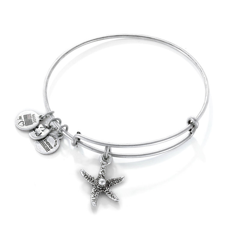Main Image 1 of Alex and Ani Starfish Charm Bangle in Silver-Tone Brass