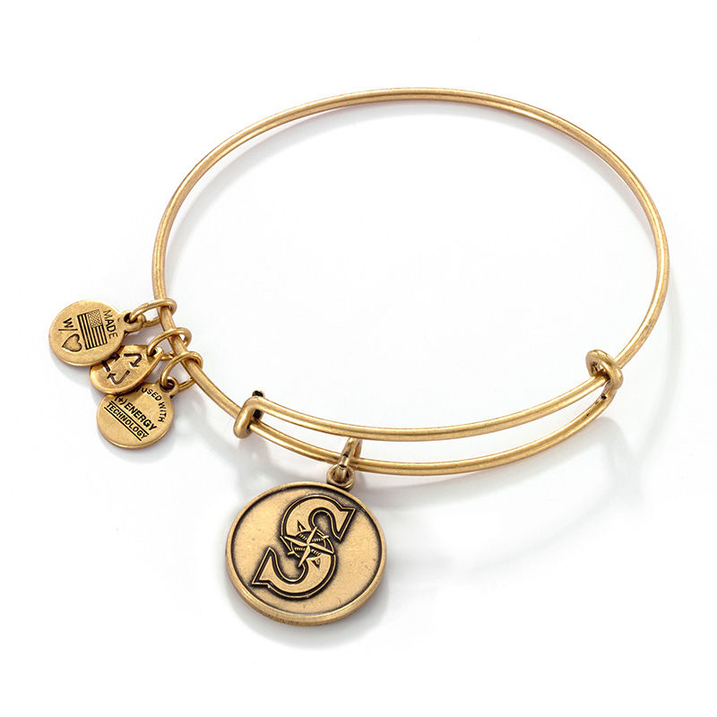 Main Image 1 of Alex and Ani Seattle Mariners Logo Charm Bangle in Gold-Tone Brass