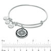 Thumbnail Image 1 of Alex and Ani Green Epoxy Compass Charm Bangle in Brass with Silver Electroplate