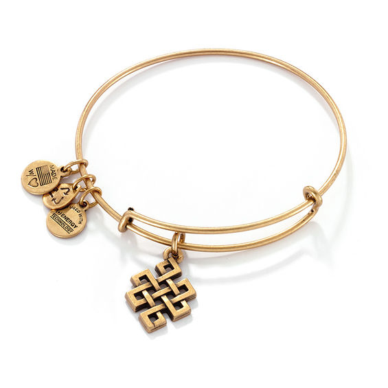 Alex and Ani Endless Knot Charm Bangle in Gold-Tone Brass