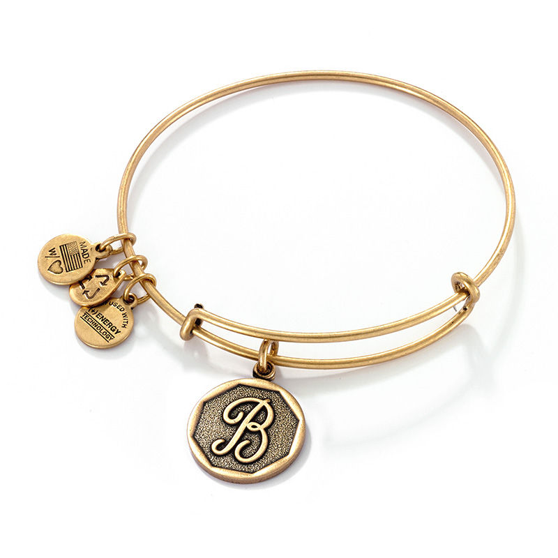 Alex and Ani Initial "B" Charm Bangle in Gold-Tone Brass